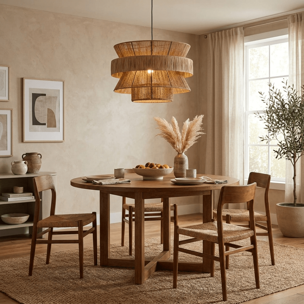Raffia Jute Stacked Pendant Lamp
