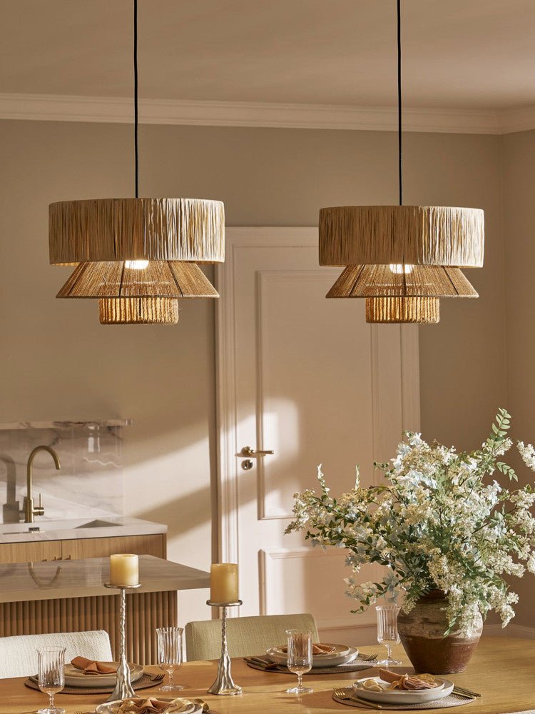 Raffia Jute Tiered Pendant Lamp