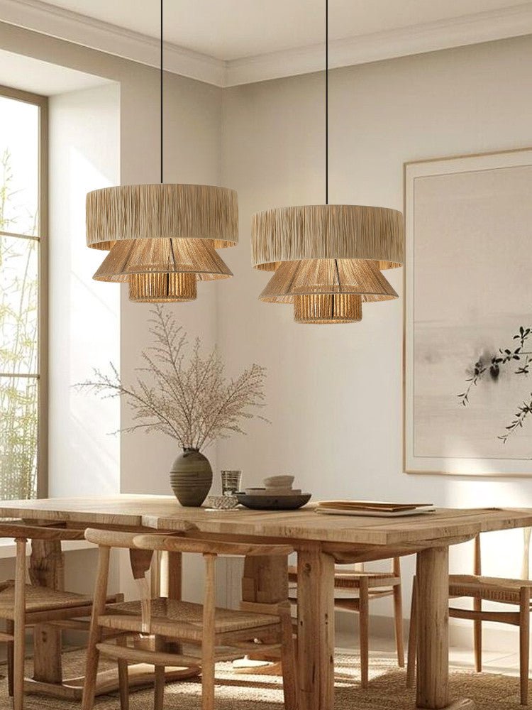 Raffia Jute Tiered Pendant Lamp