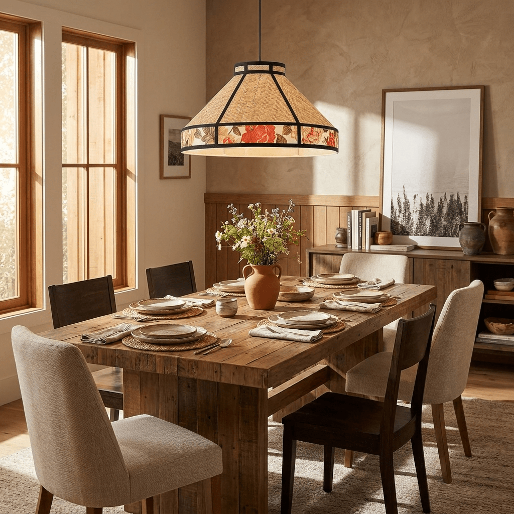 Raffia Floral Pendant Lamp