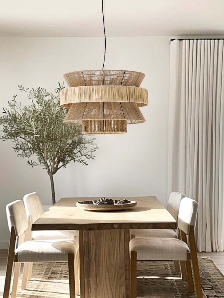 Raffia Jute Stacked Pendant Lamp