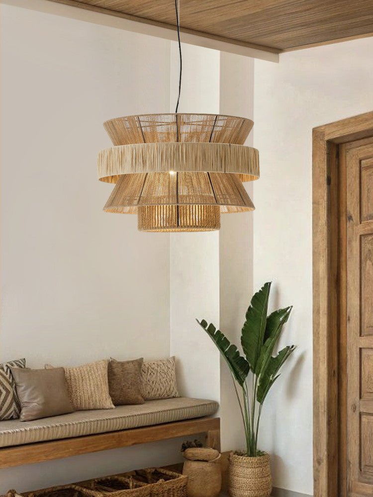 Raffia Jute Stacked Pendant Lamp