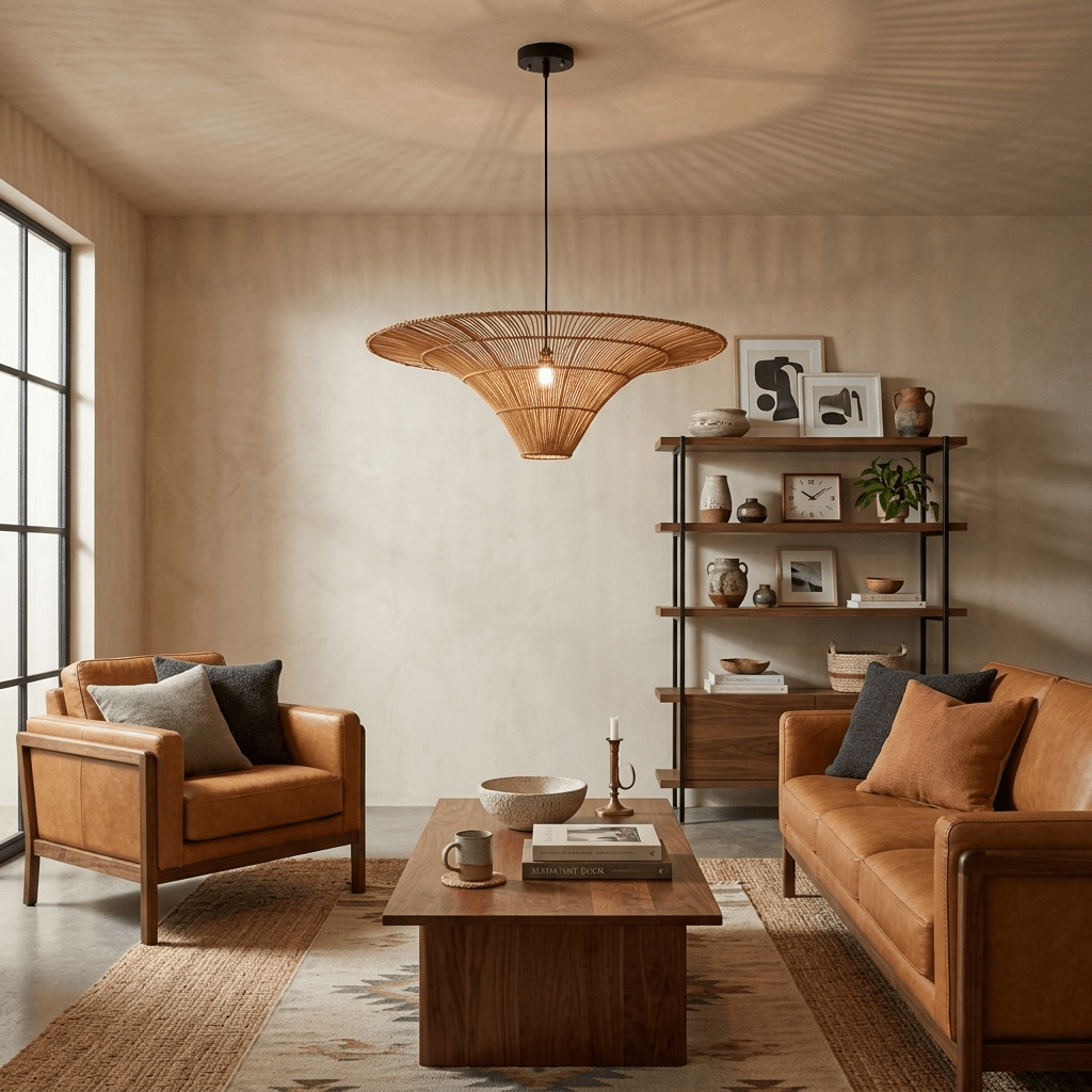 Rattan Coolie Hat Pendant Lamp