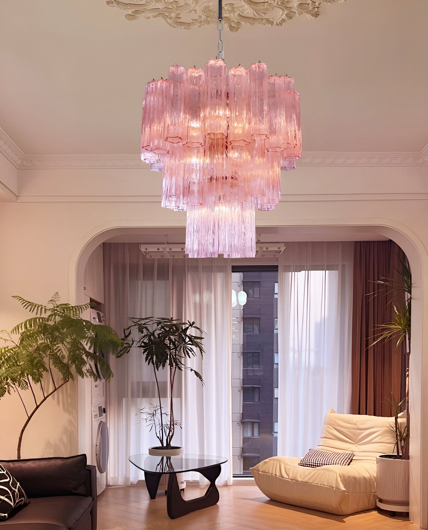 Rose Tubes Glass Chandelier