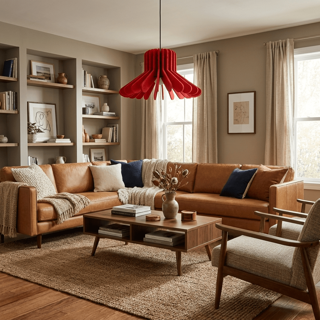 Sculptural Layered Felt Pendant Lamp