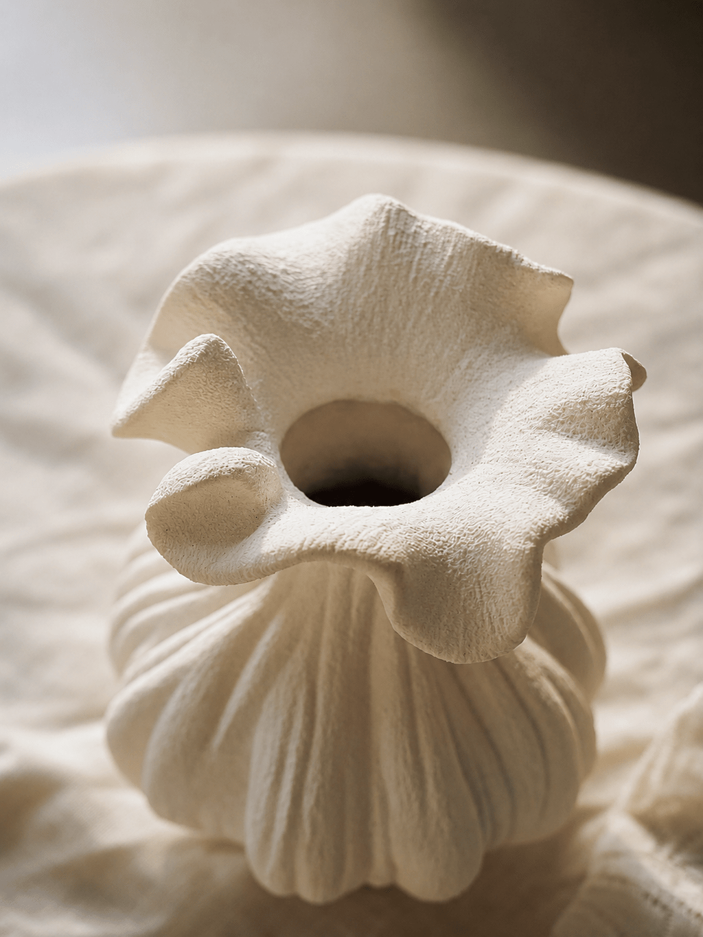 Sculptural Sand Texture Ivory Vase