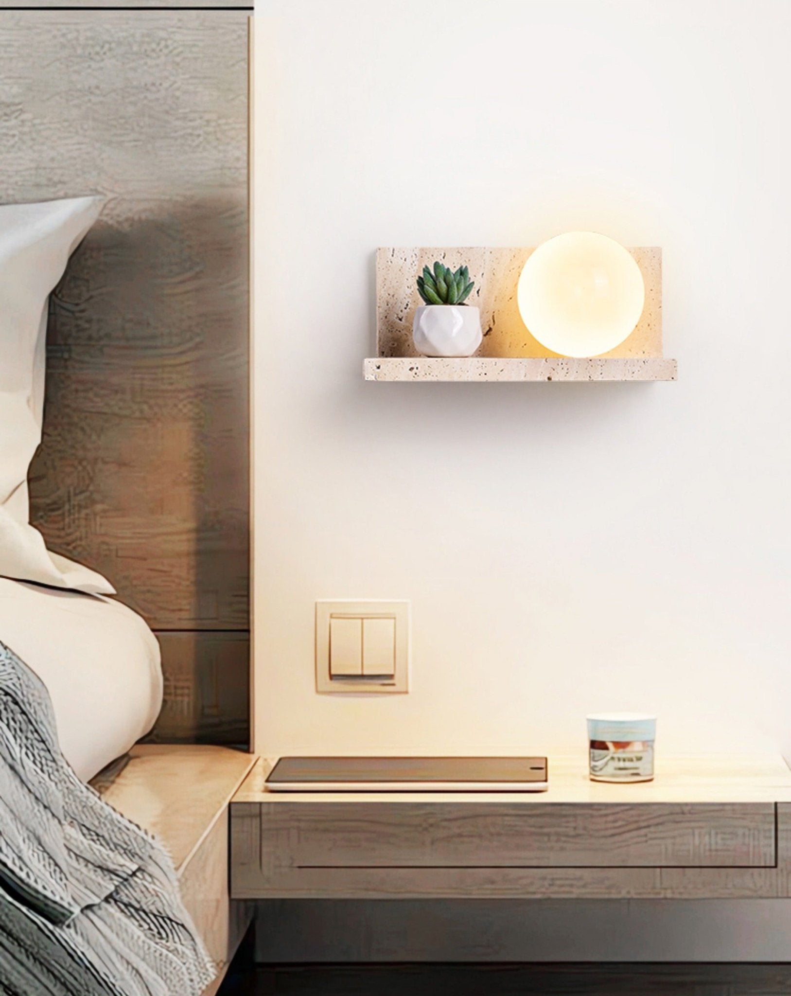 Shelf Travertine Sconce