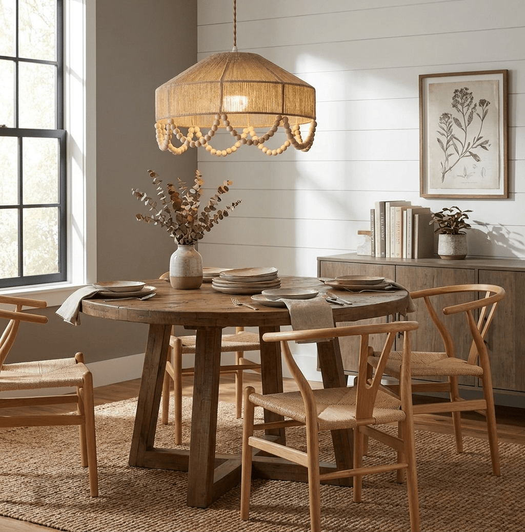 Sora Hemp Rope Wood Pendant Light