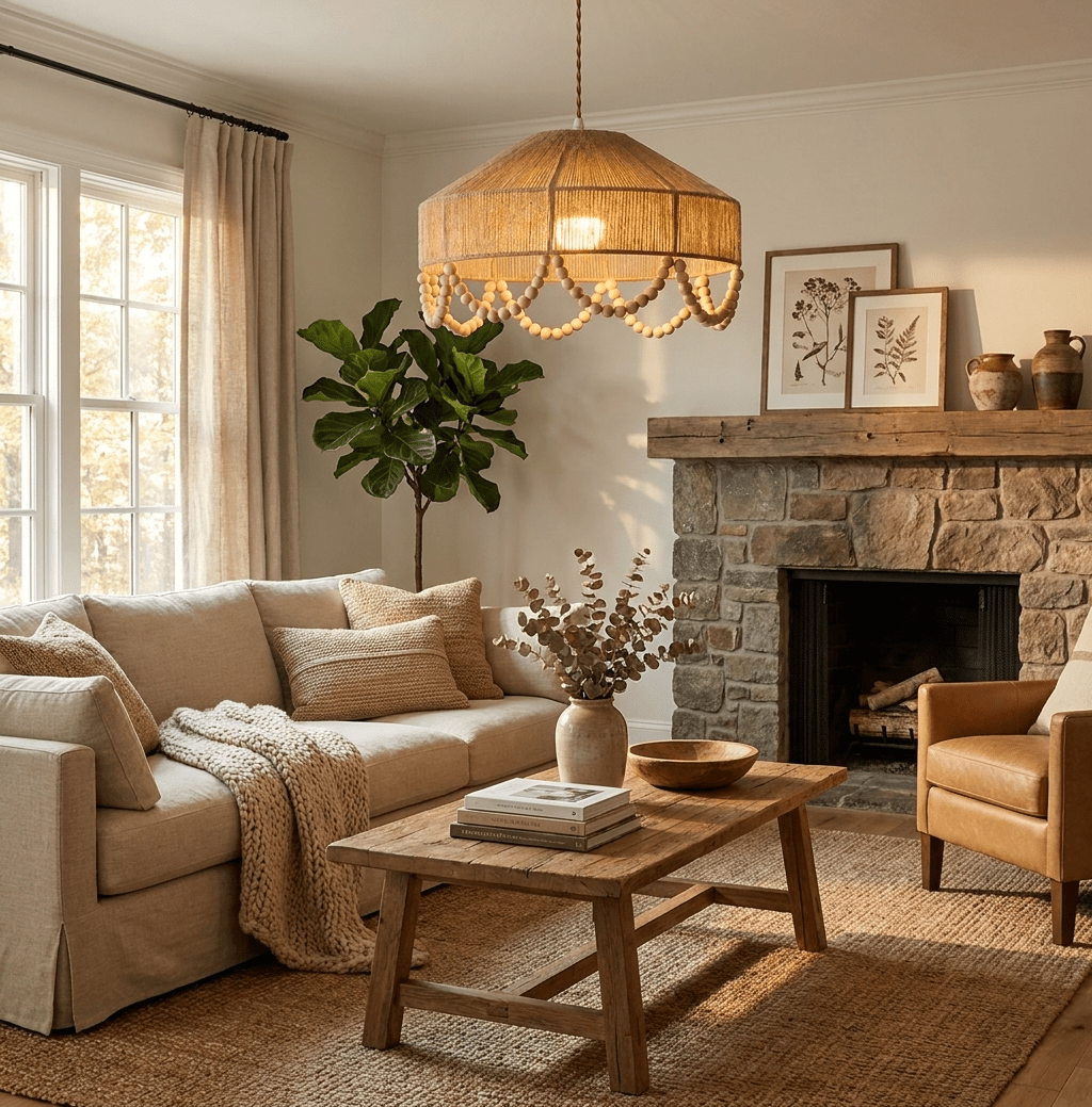 Sora Hemp Rope Wood Pendant Light