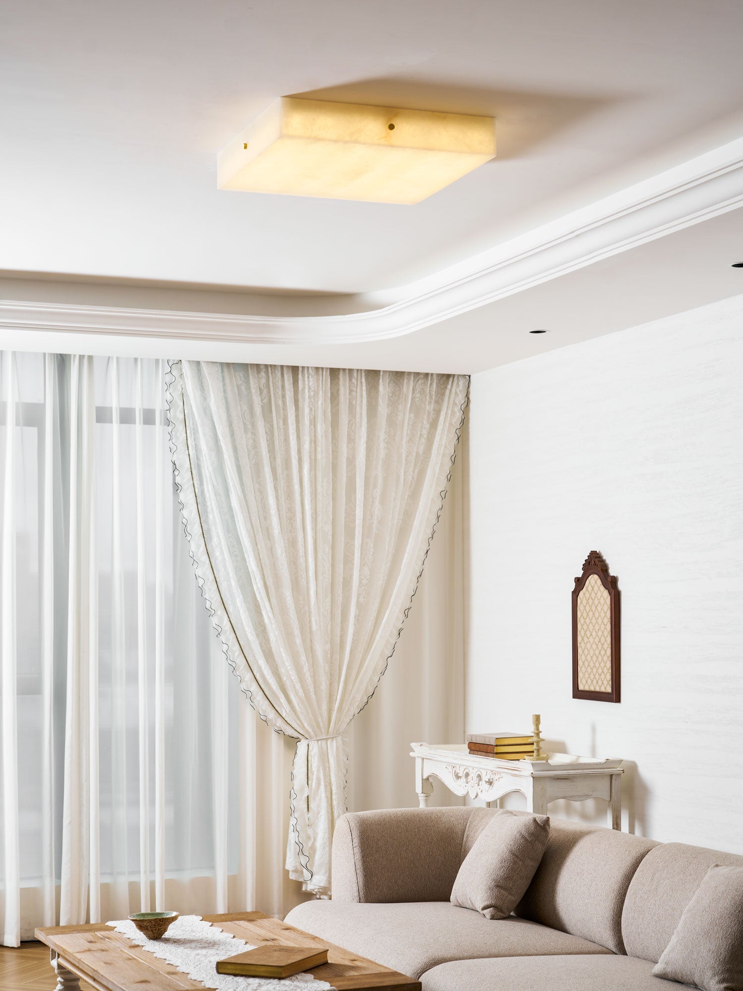 Square Alabaster Ceiling Light