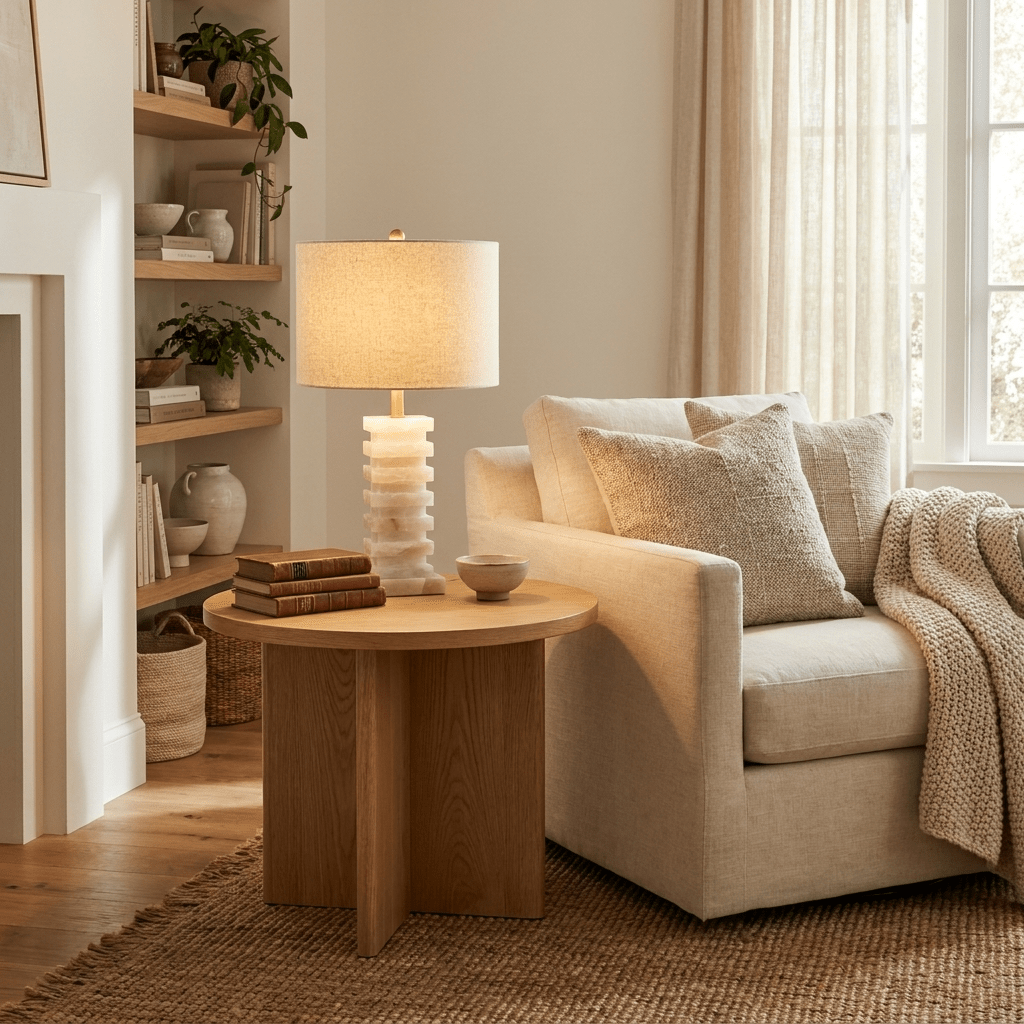 Stacked Alabaster Table Lamp