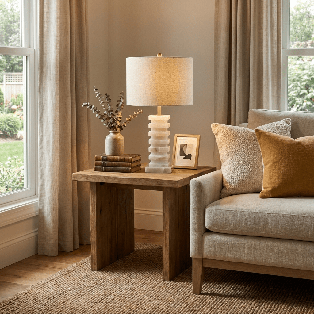 Stacked Alabaster Table Lamp