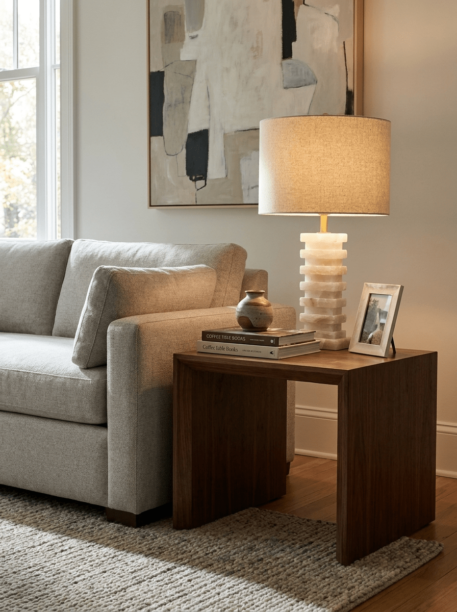 Stacked Alabaster Table Lamp