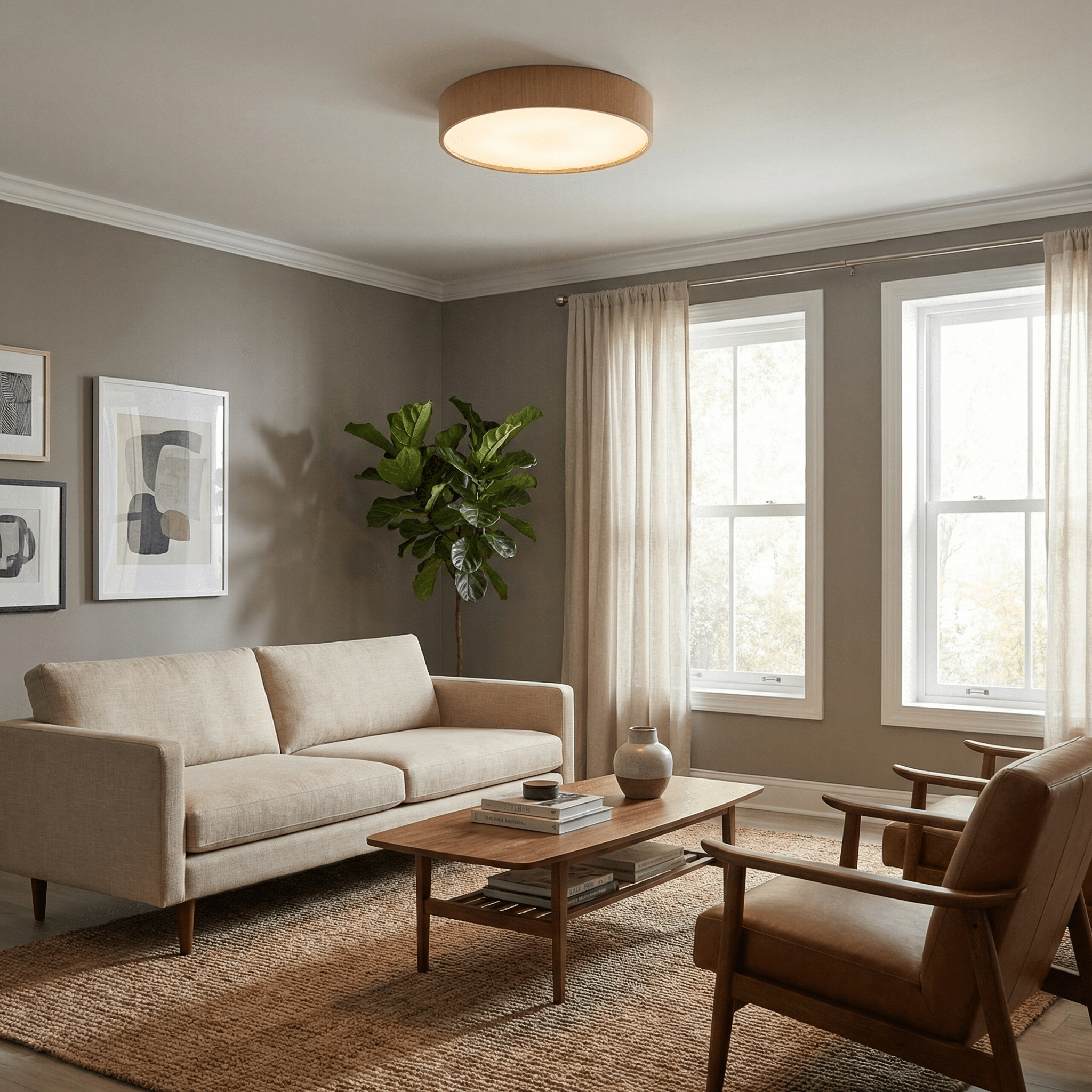 Sylva Minimalist Timber Ceiling Lamp