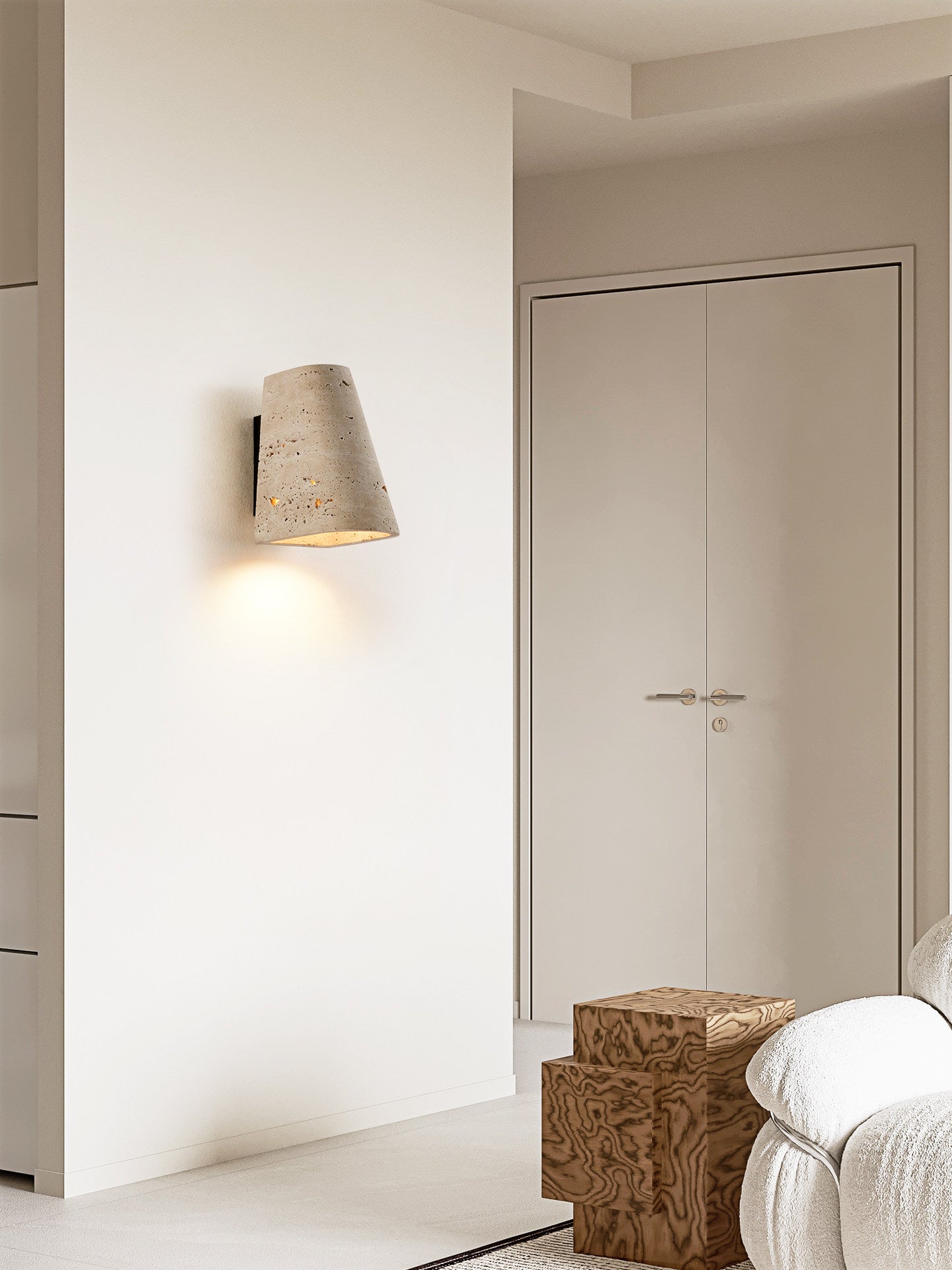 Tapered Travertine Wall Sconce