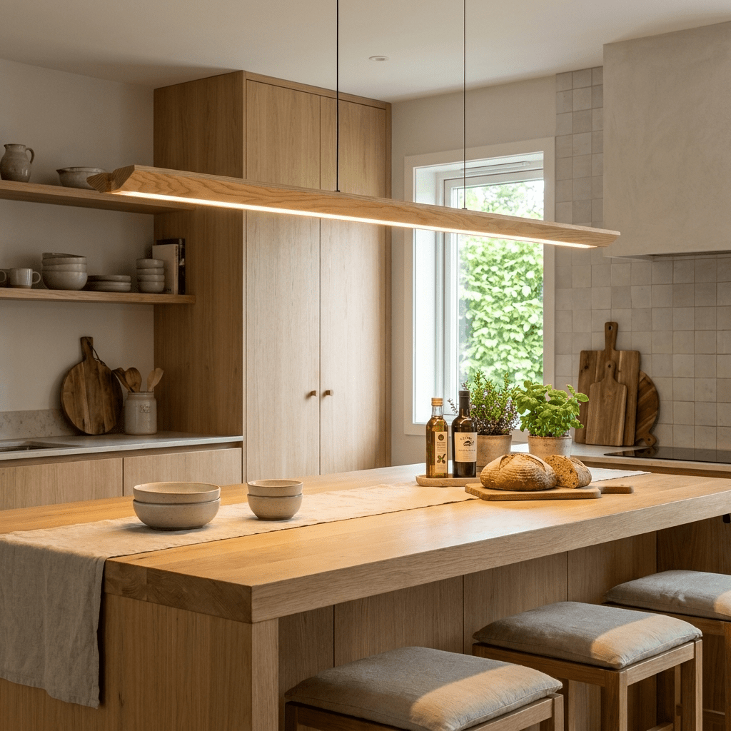 Tapered Wood Linear Pendant Lamp