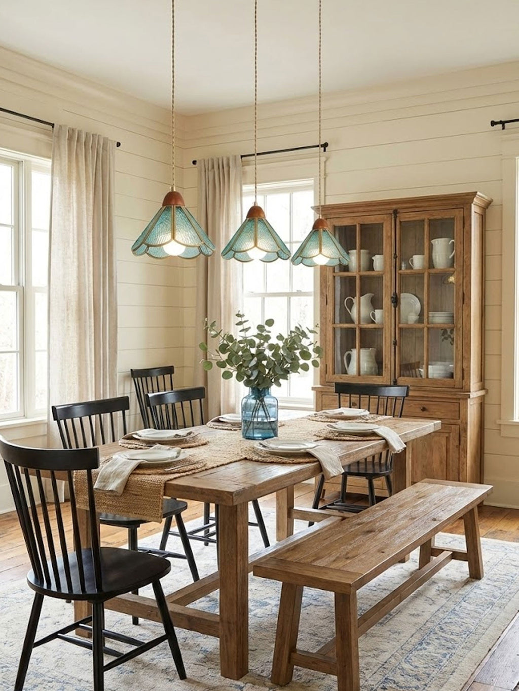 Tiffany Stained Glass Swag Pendant Lamp
