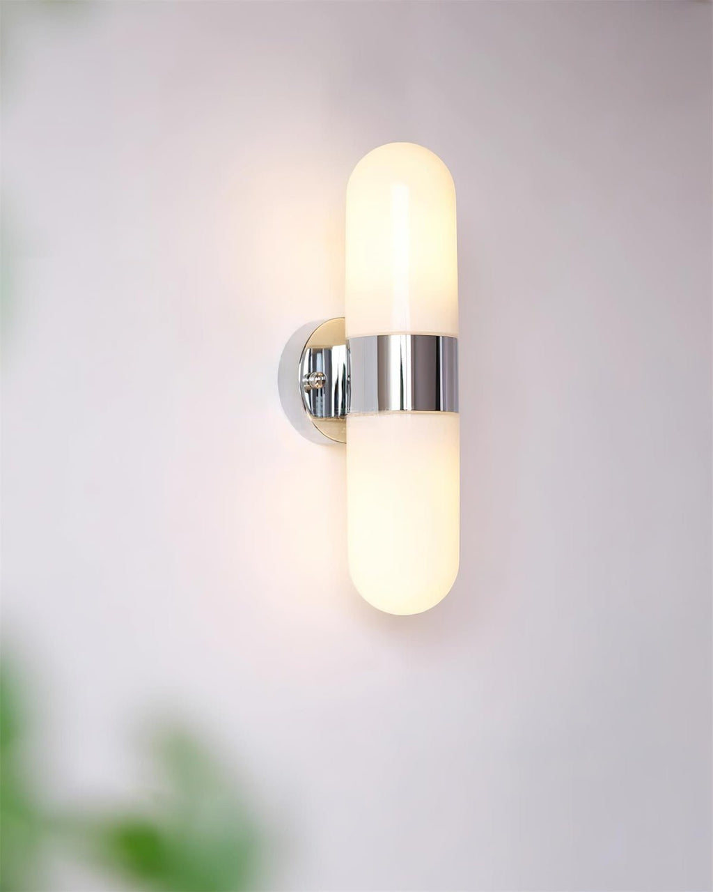 Vertical Capsule Glass Wall Sconce