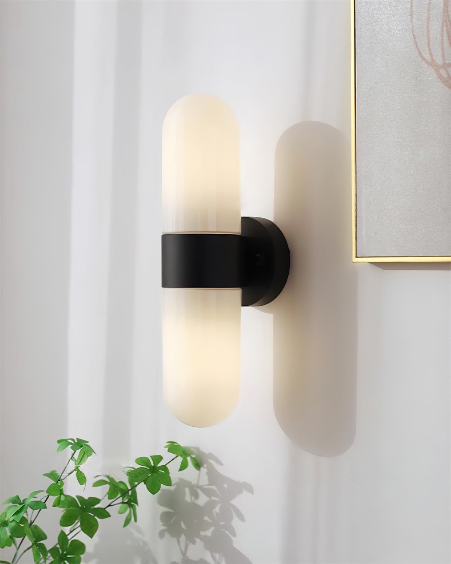 Vertical Capsule Glass Wall Sconce