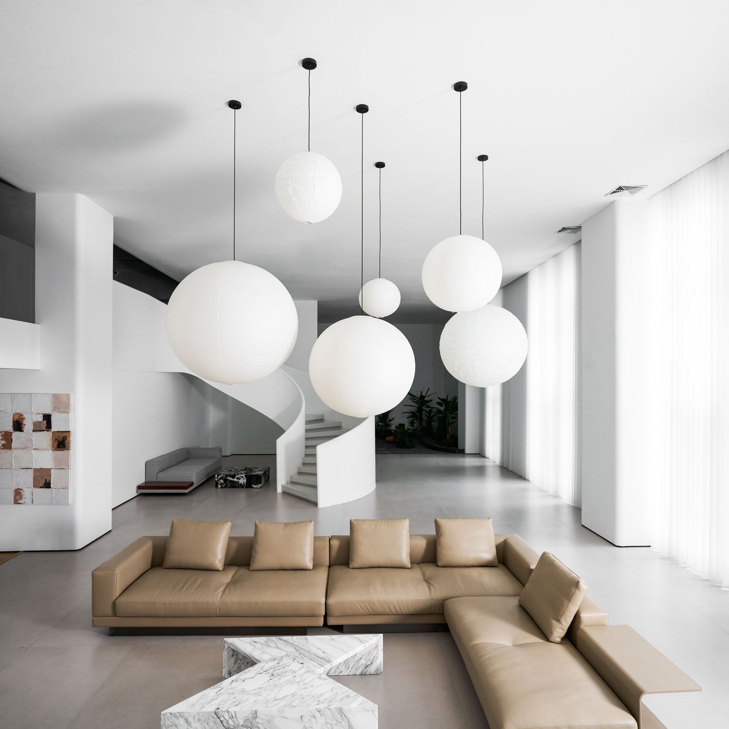 Washi Paper Round Series Pendant Lamp