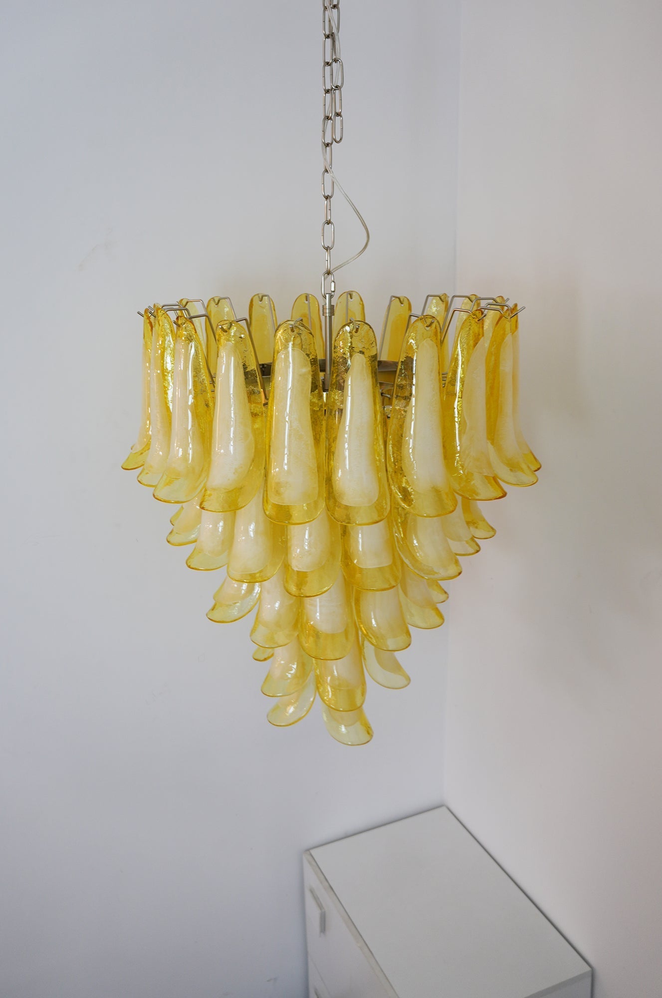Wave Yellow Glass Chandelier