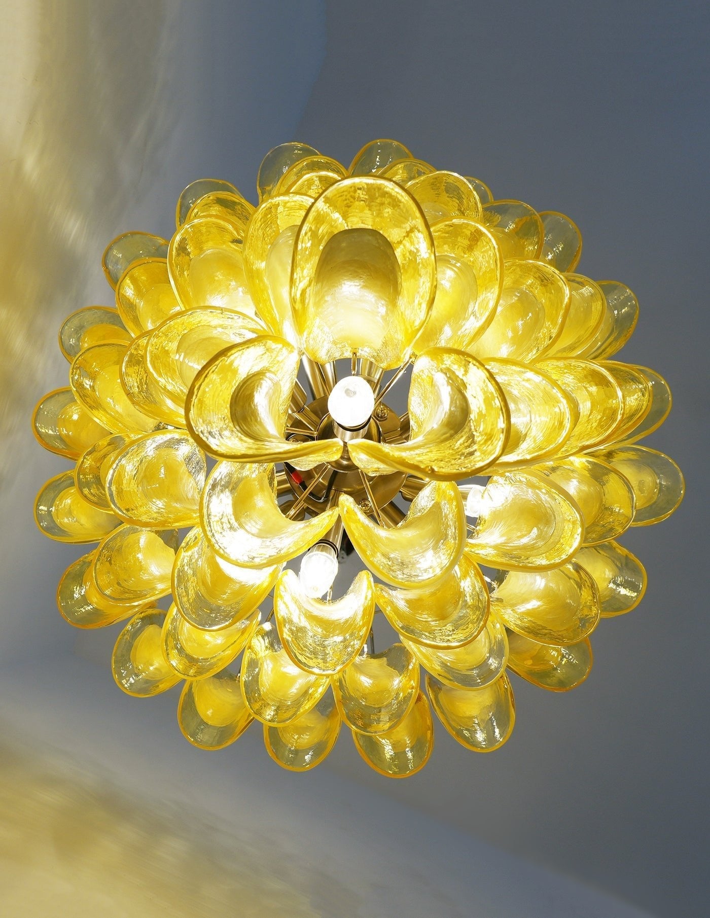 Wave Yellow Glass Chandelier