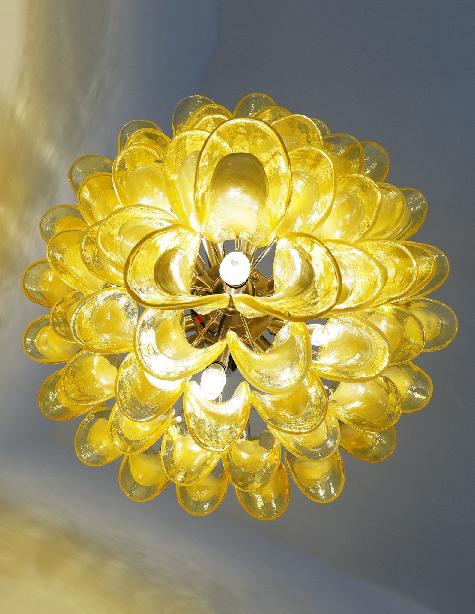 Wave Yellow Glass Chandelier