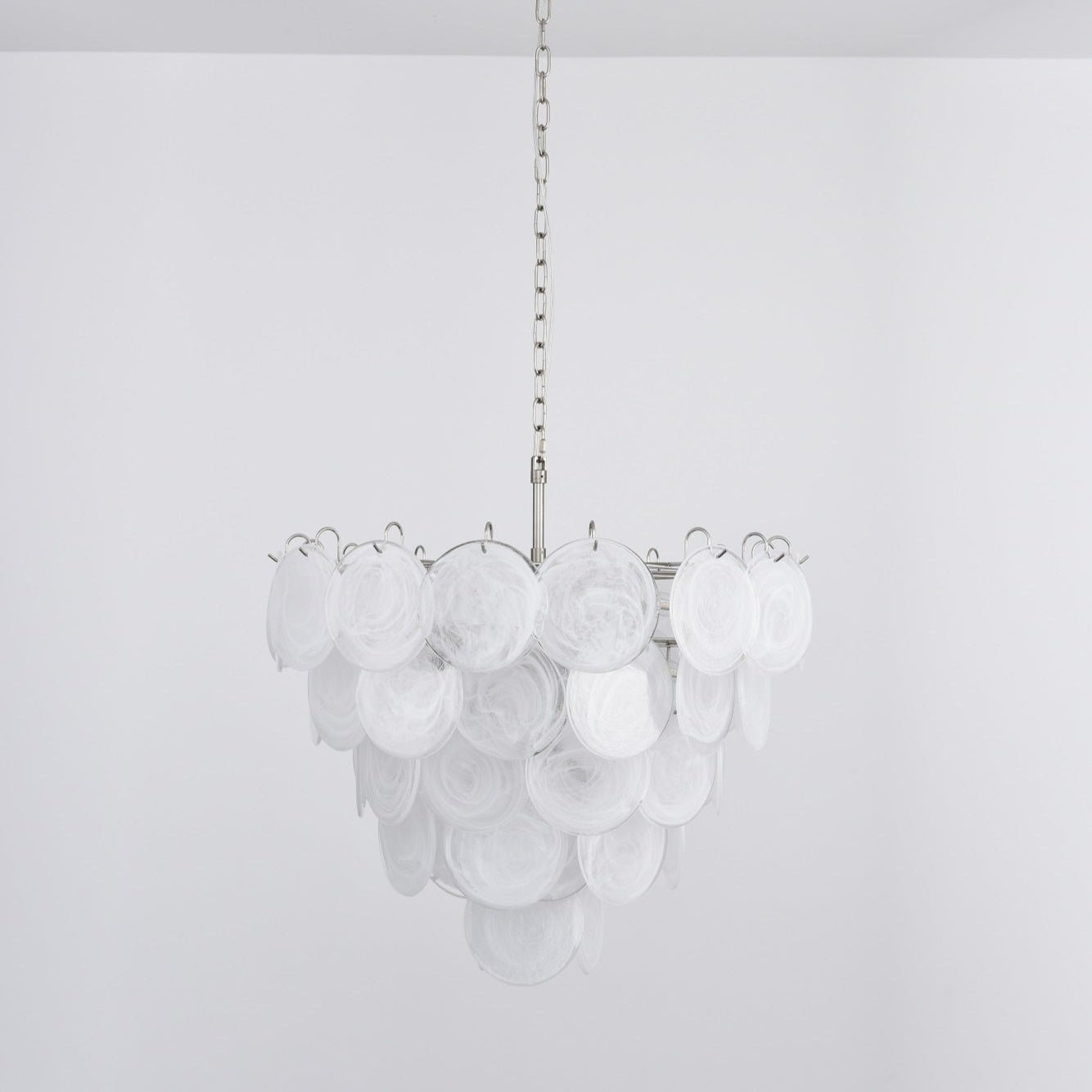 White Glass Disc Chandelier