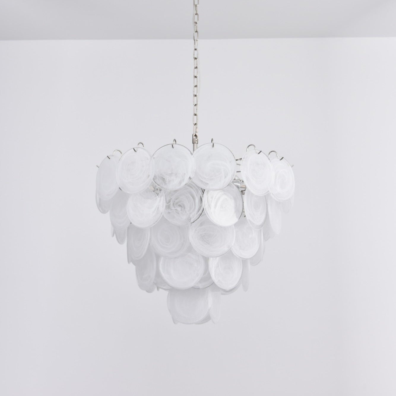 White Glass Disc Chandelier