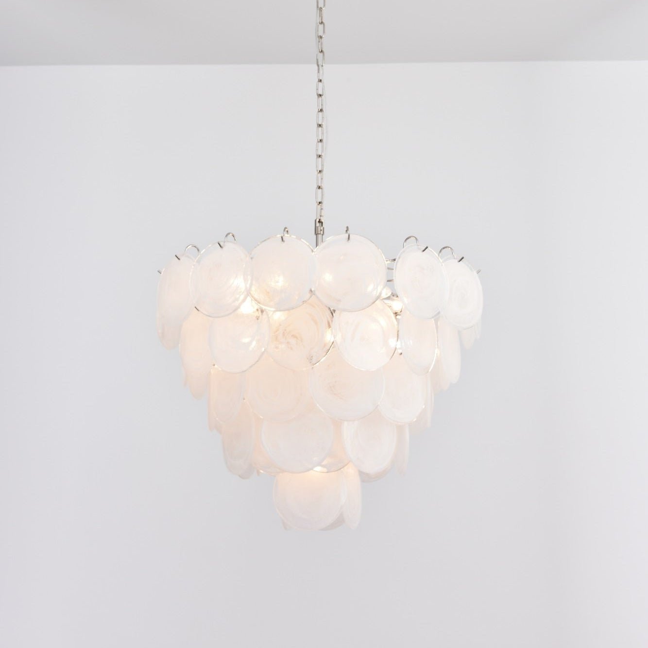 White Glass Disc Chandelier