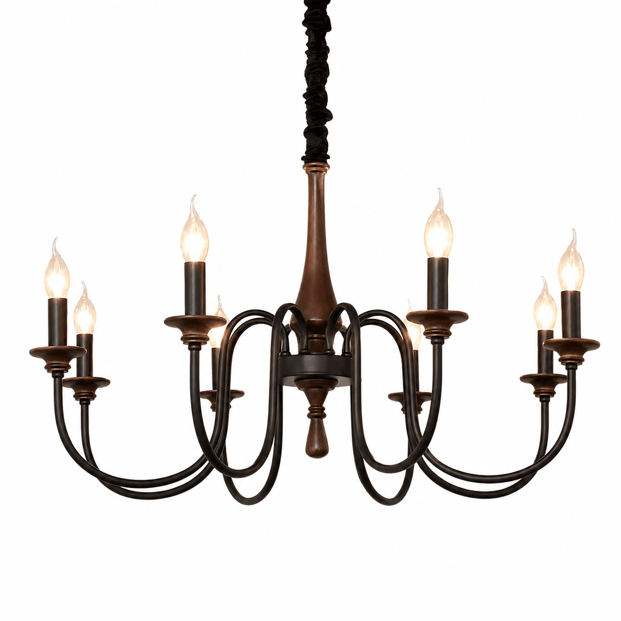 Wood Iron Candle Chandelier