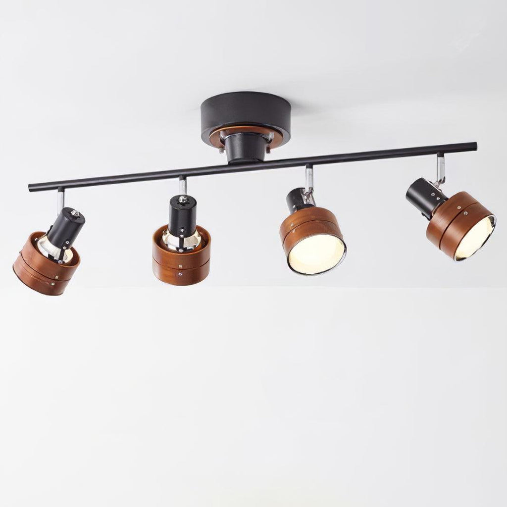 Wooden Adjustable Spot Ceiling Lamp