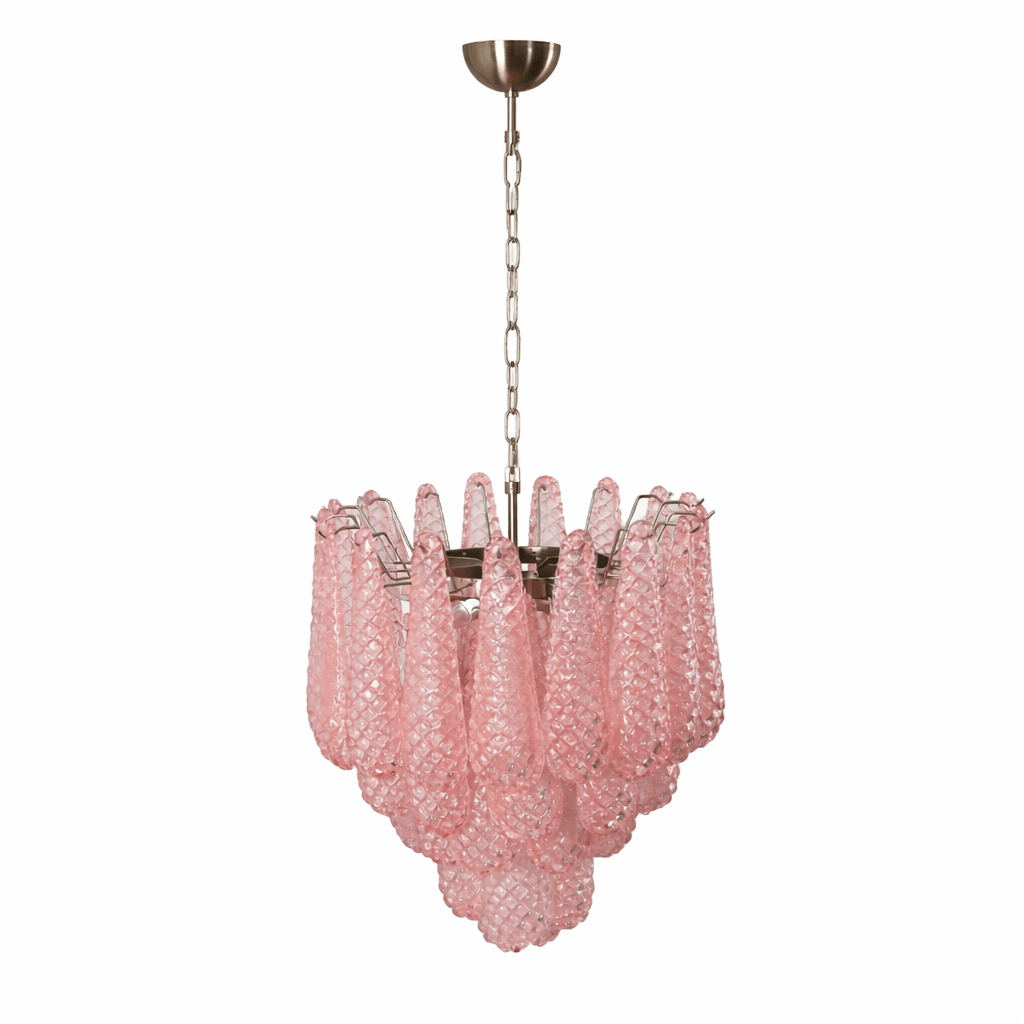 Pink Glass Droplet Chandelier