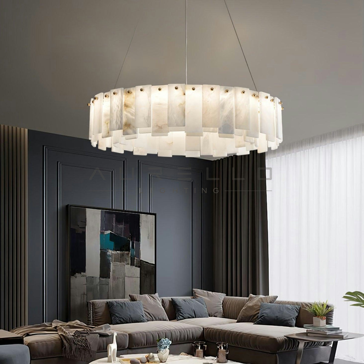 Celestial Alabaster Round Chandelier