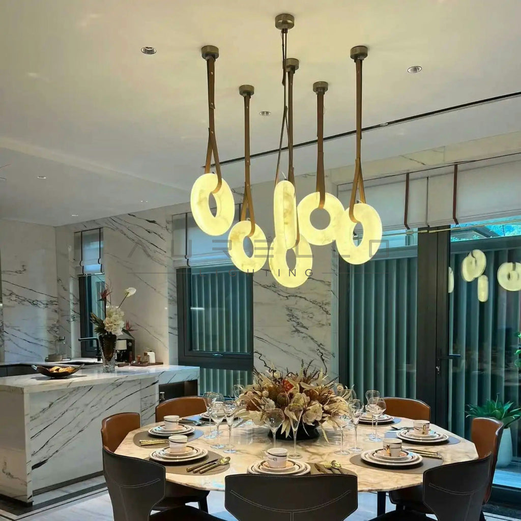 Noble LED Dimmalbe Marble Ring Lamparas Colgantes Chandelier Lighting 2026 New Trend Lustres Para Sala Estar for Living Room