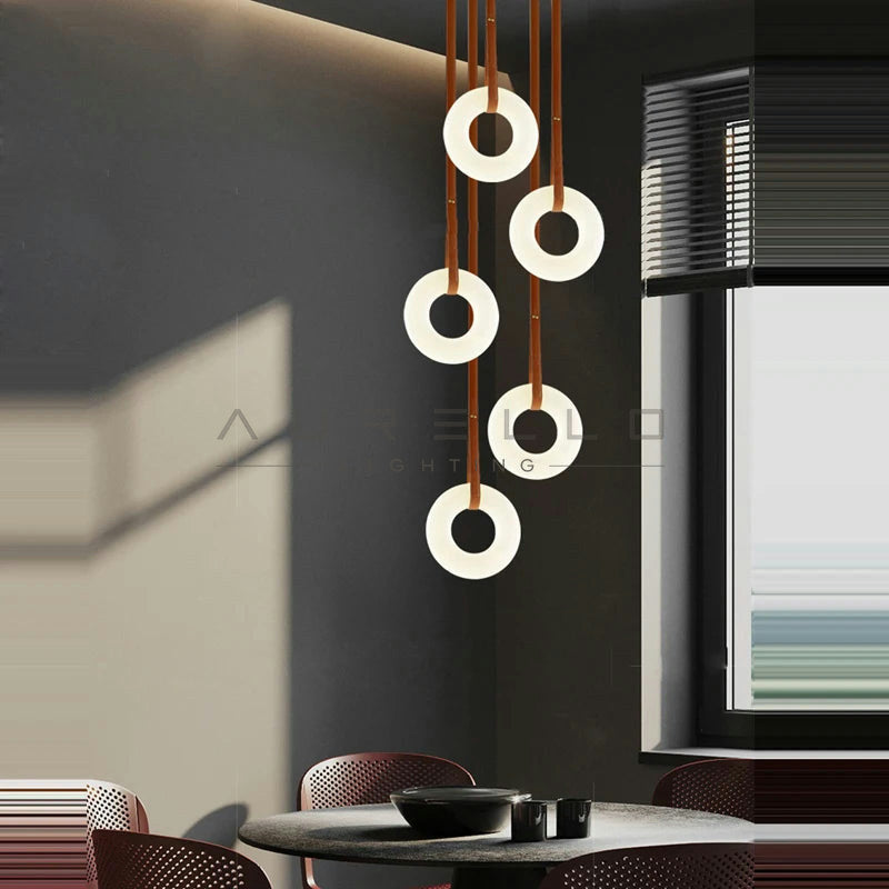 Noble LED Dimmalbe Marble Ring Lamparas Colgantes Chandelier Lighting 2026 New Trend Lustres Para Sala Estar for Living Room