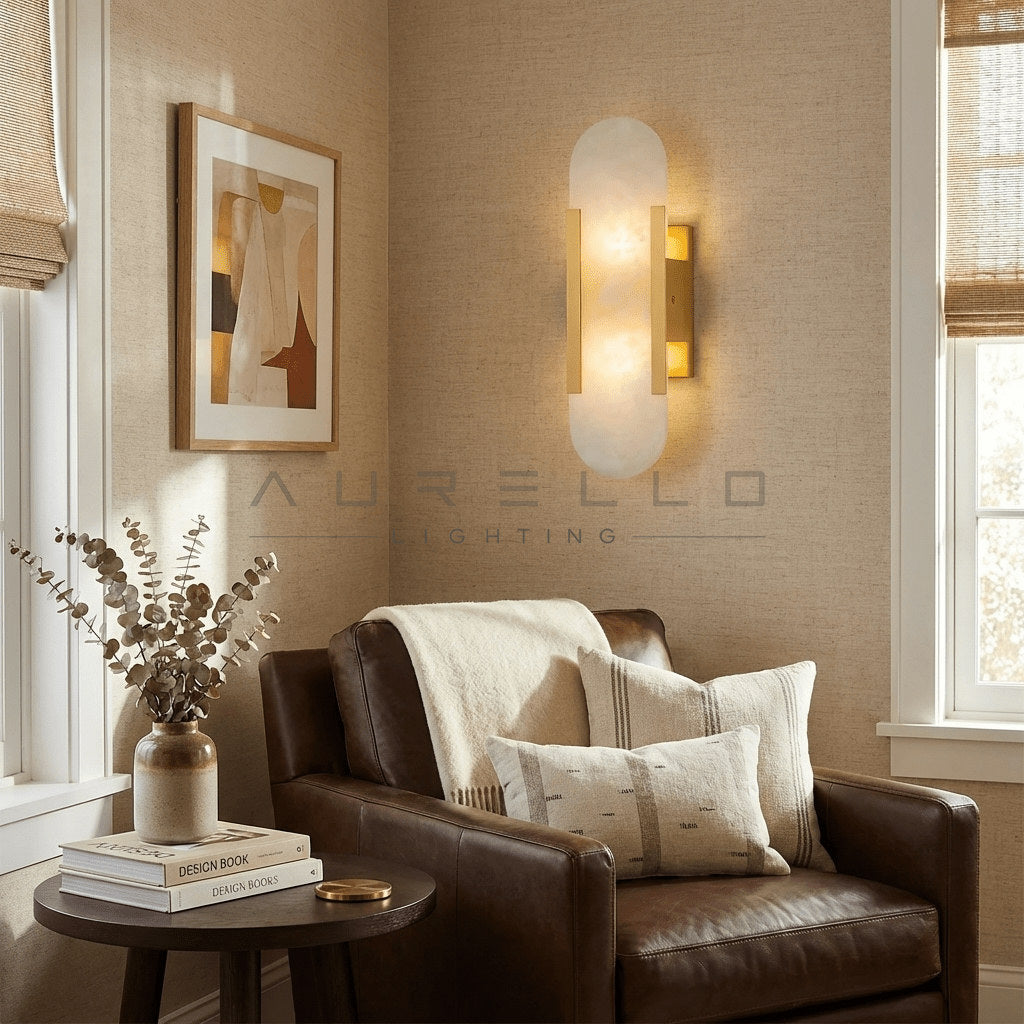 Oblong Alabaster Wall Sconce