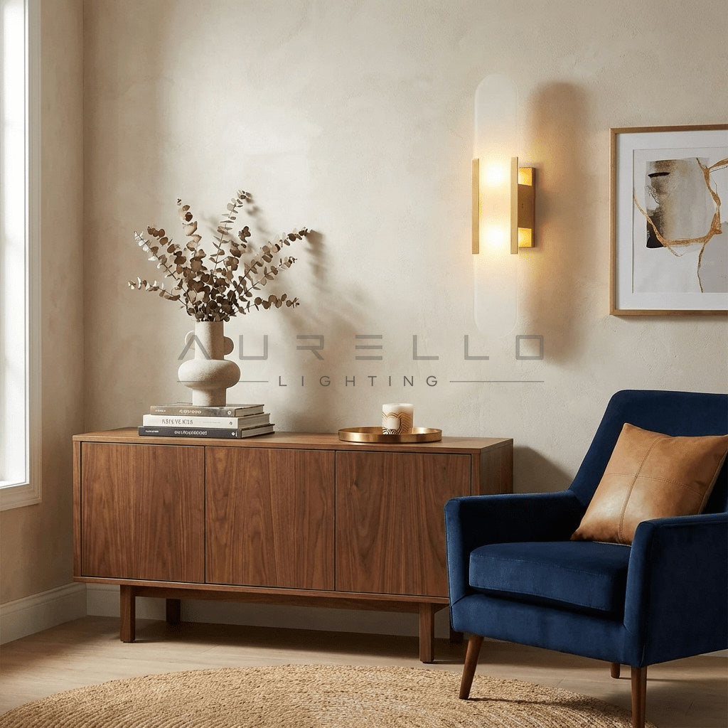 Oblong Alabaster Wall Sconce