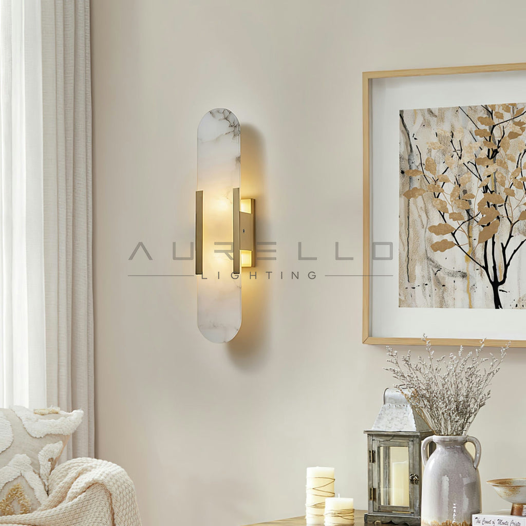 Oblong Alabaster Wall Sconce