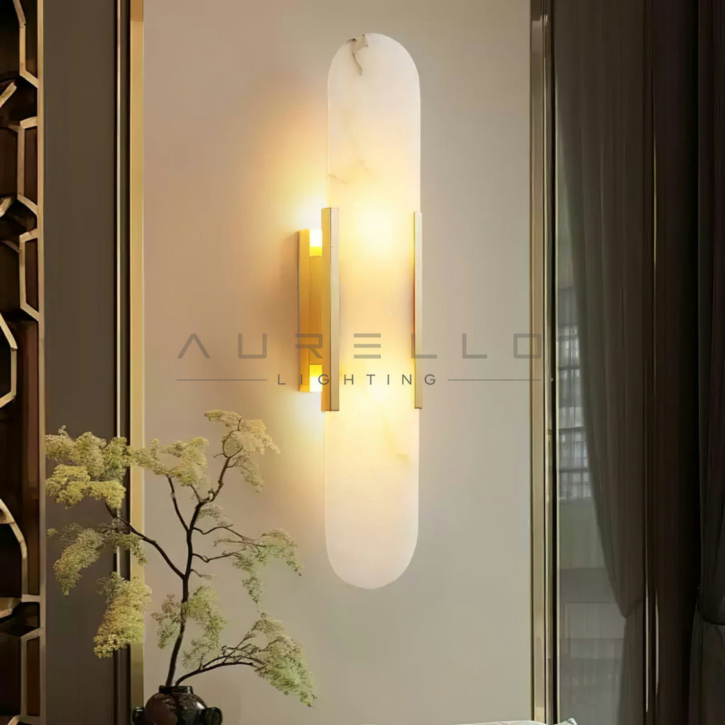 Oblong Alabaster Wall Sconce
