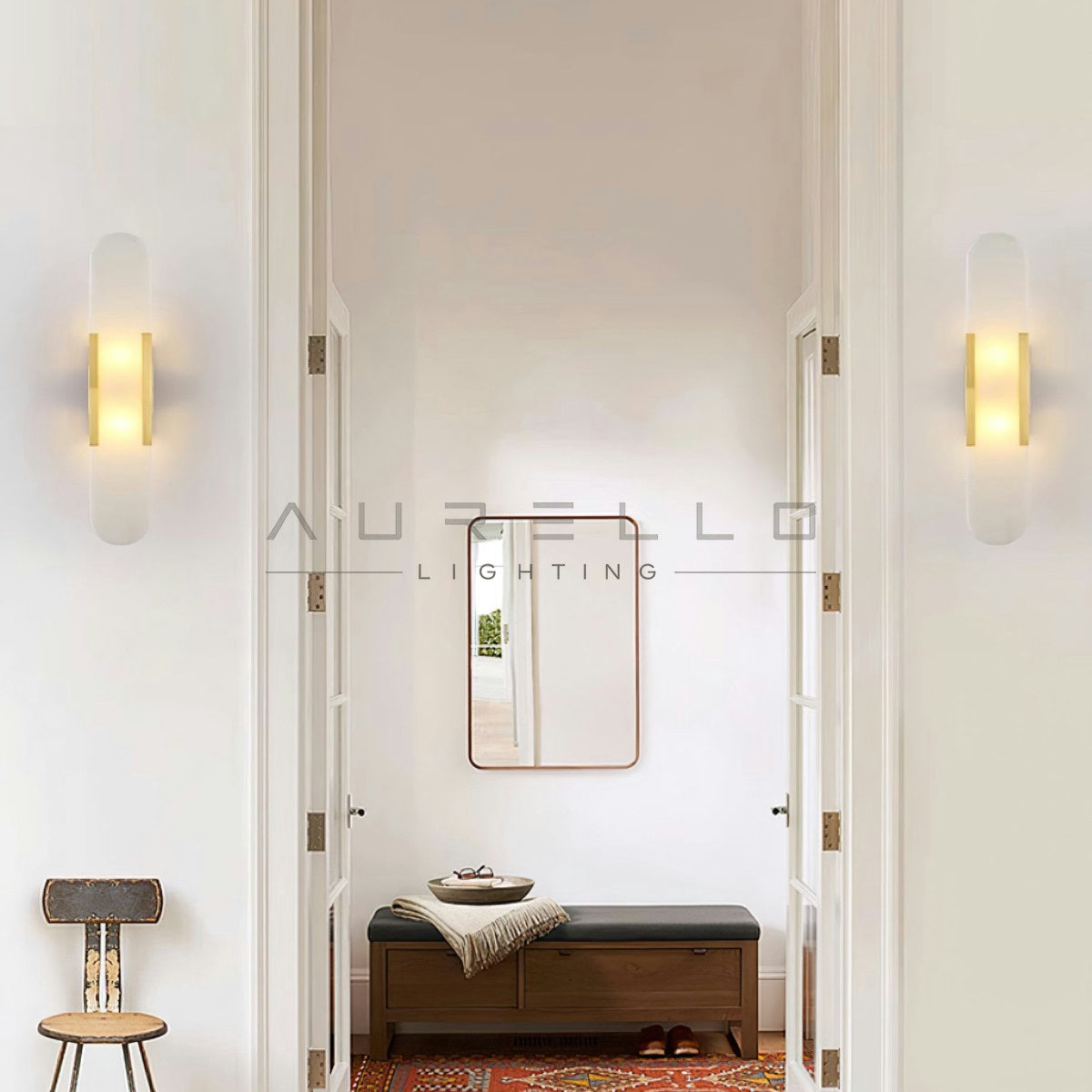Oblong Alabaster Wall Sconce
