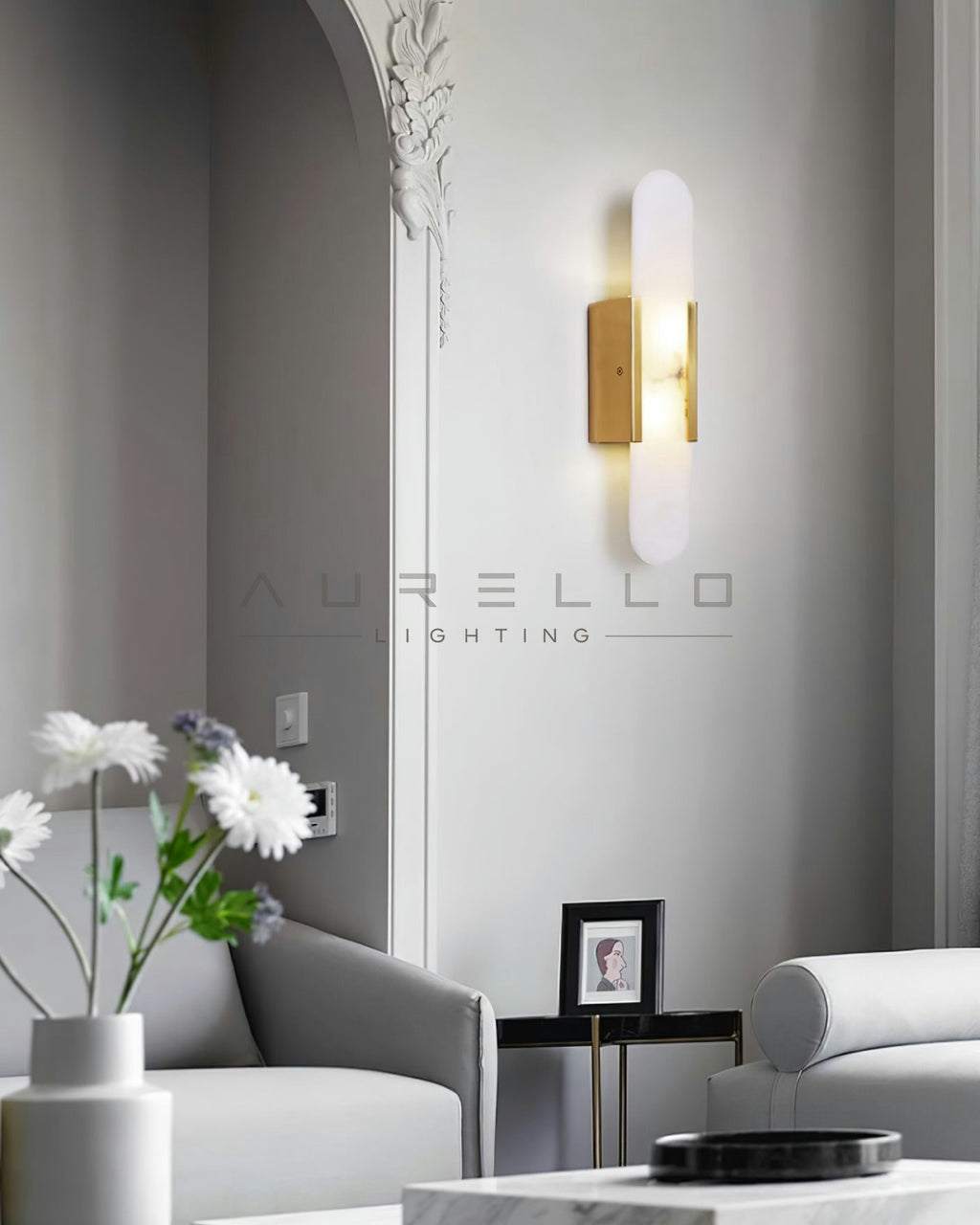 Oblong Alabaster Wall Sconce