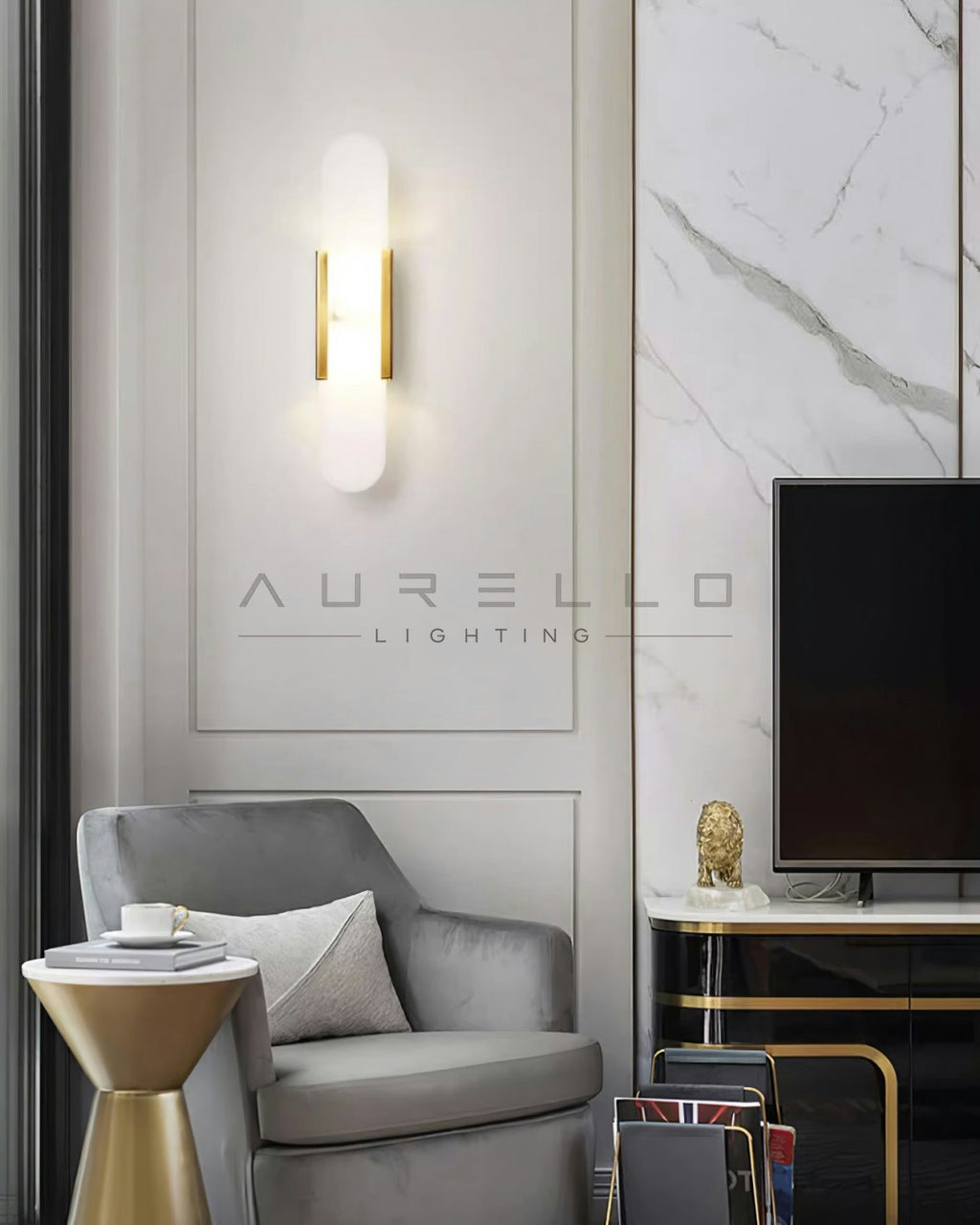 Oblong Alabaster Wall Sconce