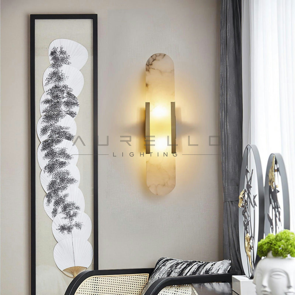 Oblong Alabaster Wall Sconce