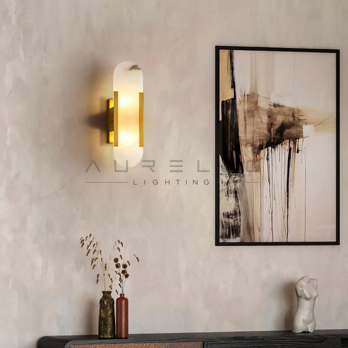 Oblong Alabaster Wall Sconce