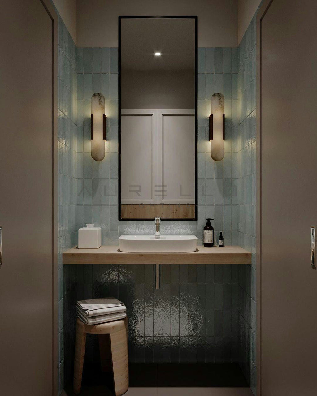Oblong Alabaster Wall Sconce