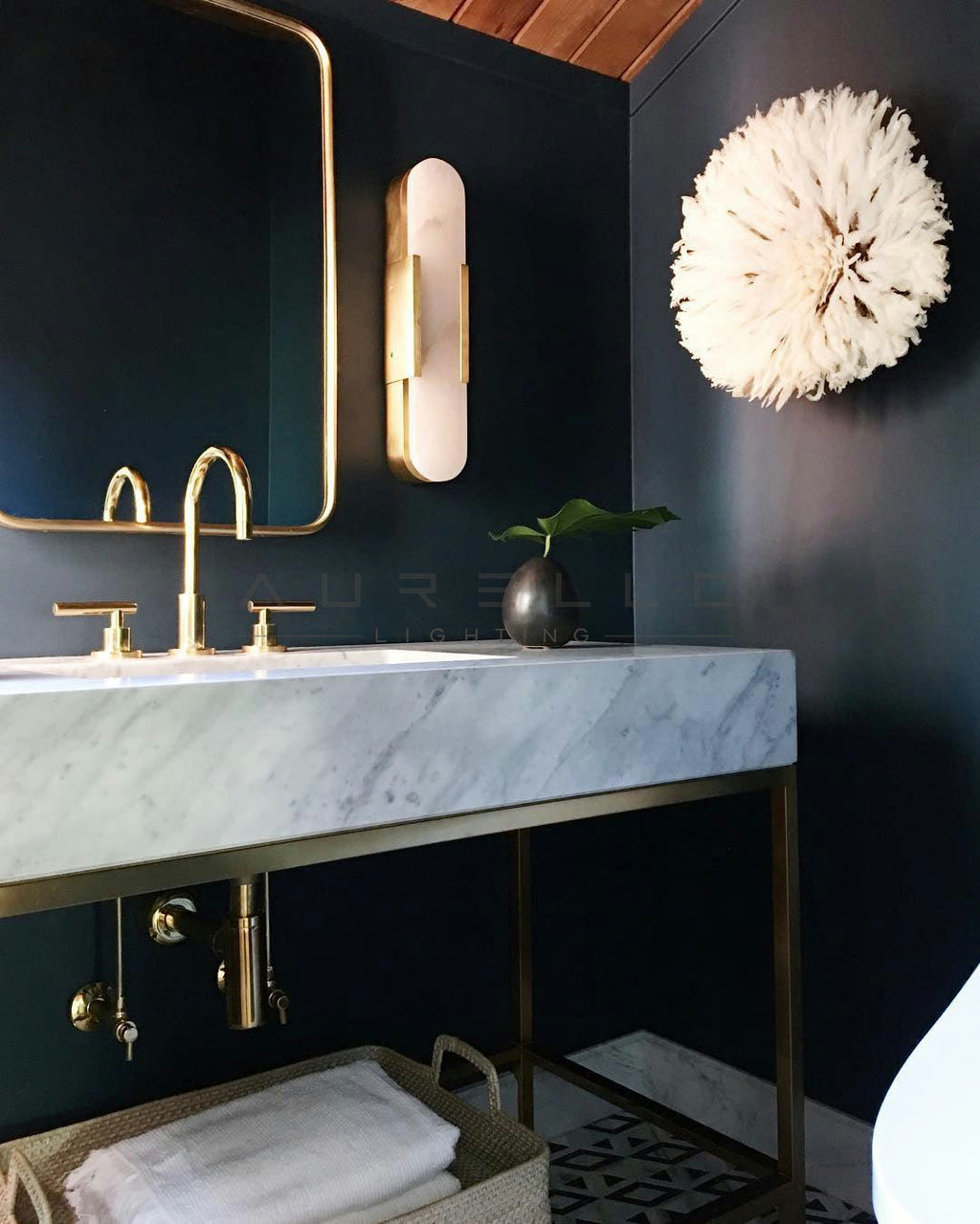 Oblong Alabaster Wall Sconce