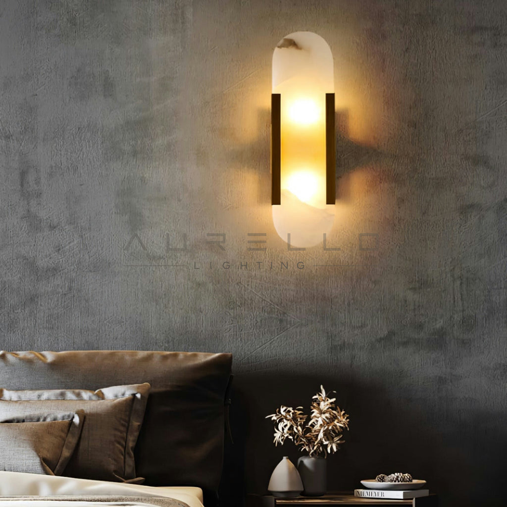 Oblong Alabaster Wall Sconce