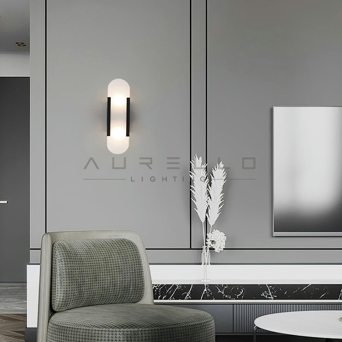 Oblong Alabaster Wall Sconce
