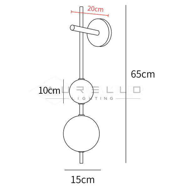 Vertical Globe Wall Lamp — large globes, H25.6